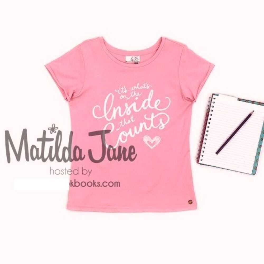 NWT Matilda Jane 435 girl 12 14 pink t-shirt top short Inner Beauty Hello Lovely